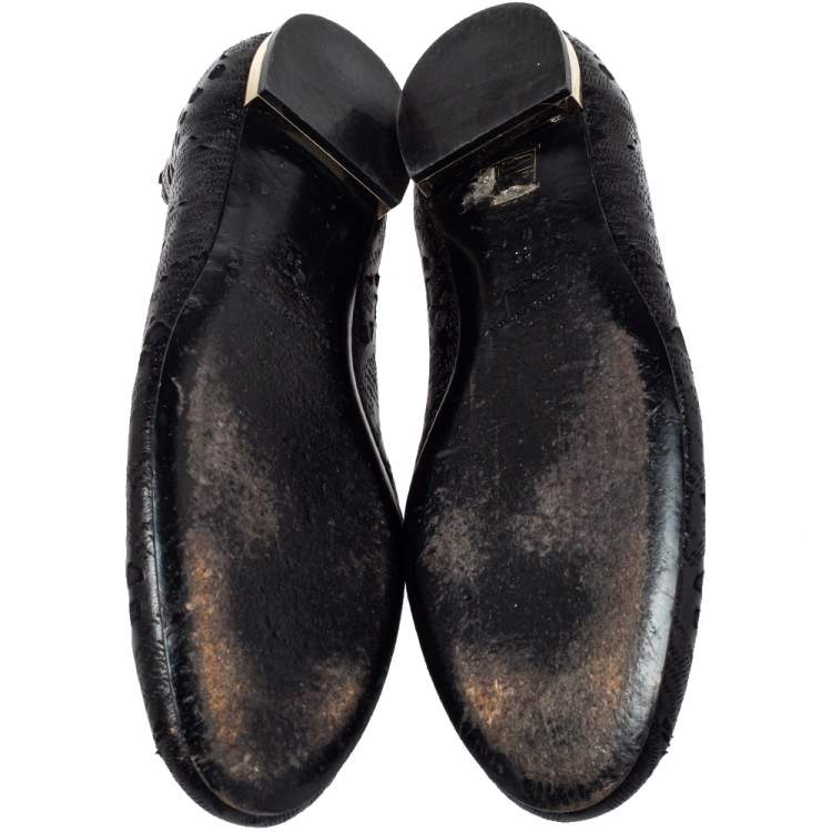 Pre Owned Burberry Black Leather Ballet Flats Size 39