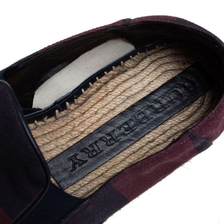 Pre Owned Burberry Red/Purple Canvas Espadrille Flats Size 44