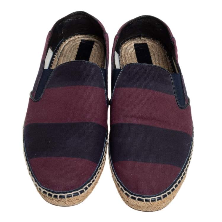 Pre Owned Burberry Red/Purple Canvas Espadrille Flats Size 44