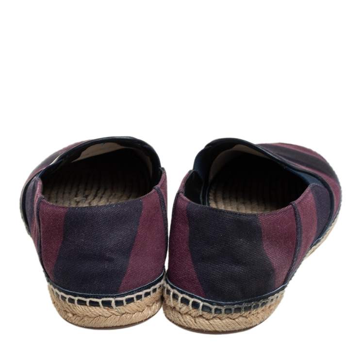 Pre Owned Burberry Red/Purple Canvas Espadrille Flats Size 44