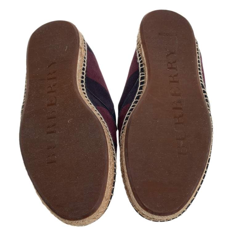 Pre Owned Burberry Red/Purple Canvas Espadrille Flats Size 44