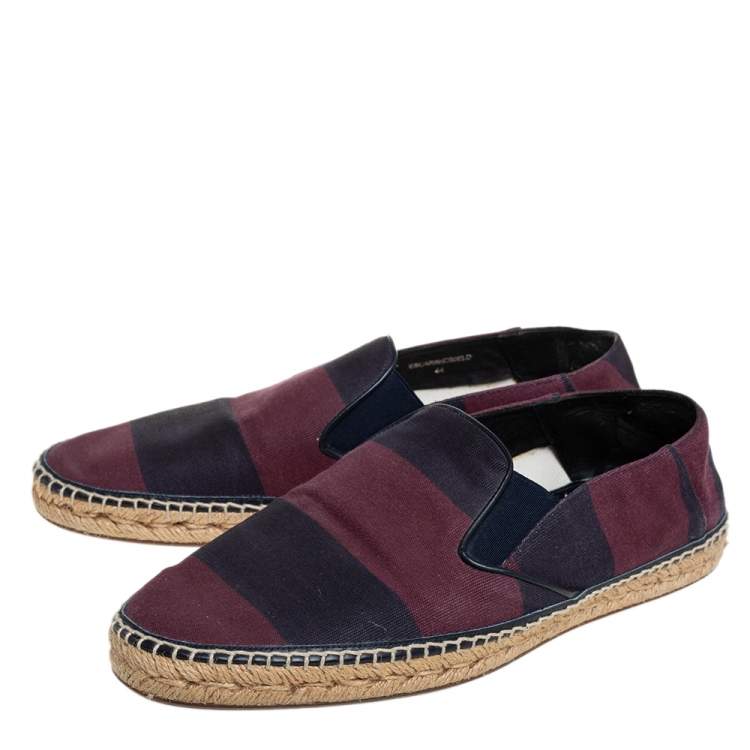 Pre Owned Burberry Red/Purple Canvas Espadrille Flats Size 44