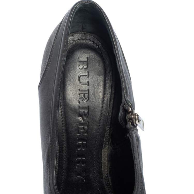 Pre Owned Burberry Black Leather Zipper Pumps Size 39