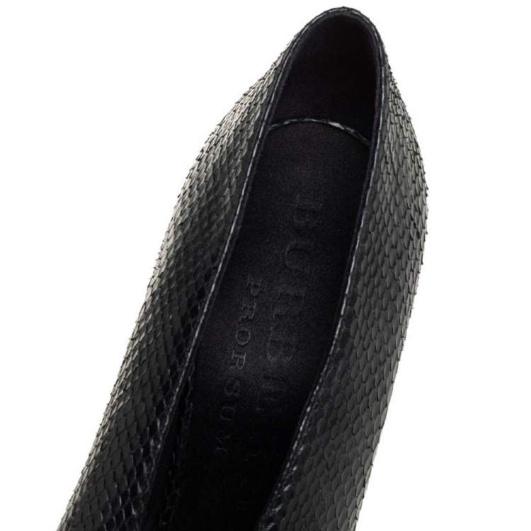 Pre Owned Burberry Black Python Peep Toe Pumps Size 39