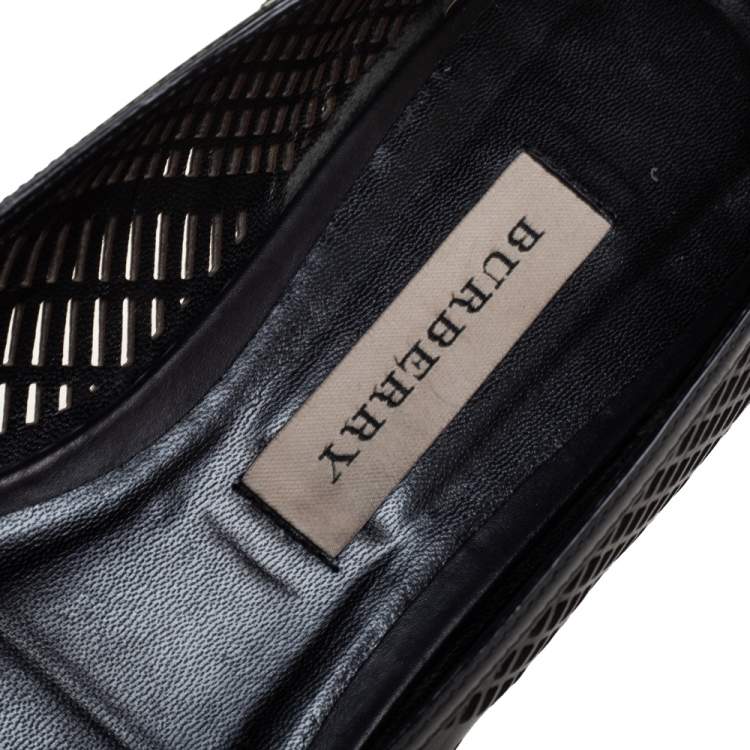 Pre Owned Burberry Black Leather Pointed Toe Ballet Flats Size 40.5