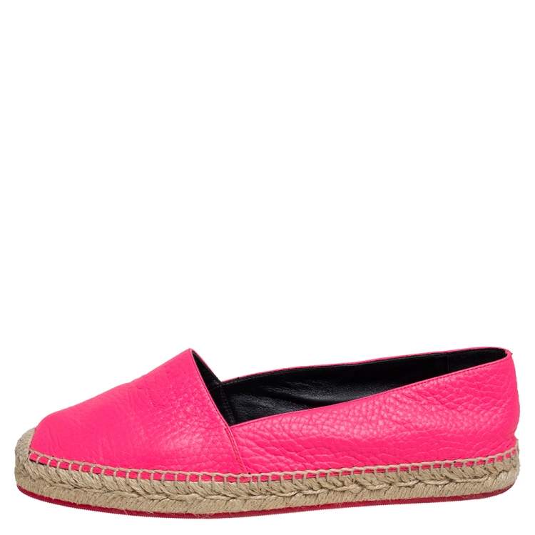Pre Owned Burberry Pink Leather Espadrille Flats Size 38