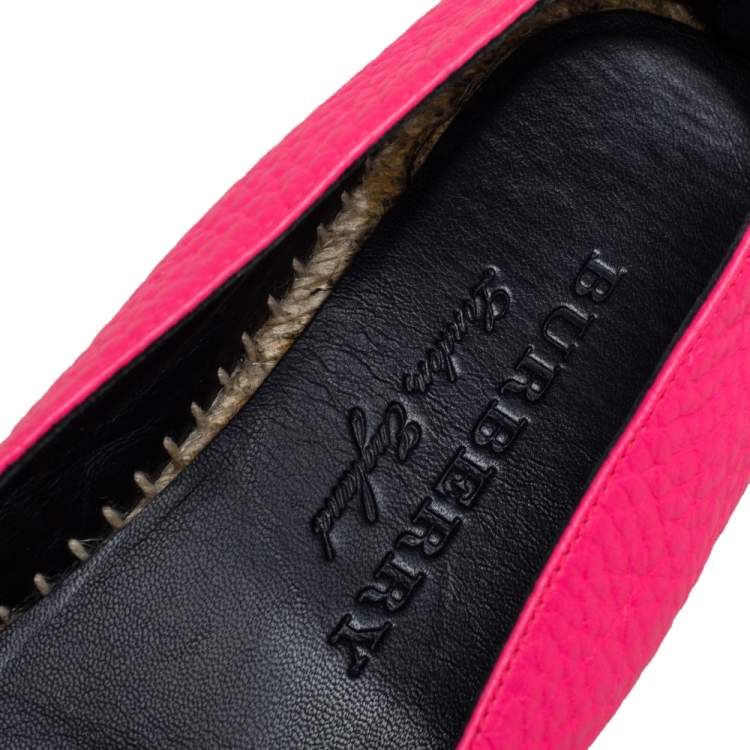 Pre Owned Burberry Pink Leather Espadrille Flats Size 38