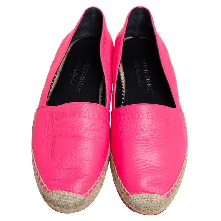 Pre Owned Burberry Pink Leather Espadrille Flats Size 38