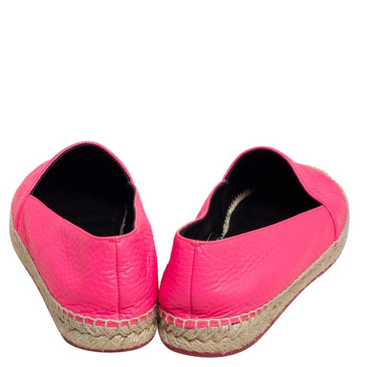 Pre Owned Burberry Pink Leather Espadrille Flats Size 38