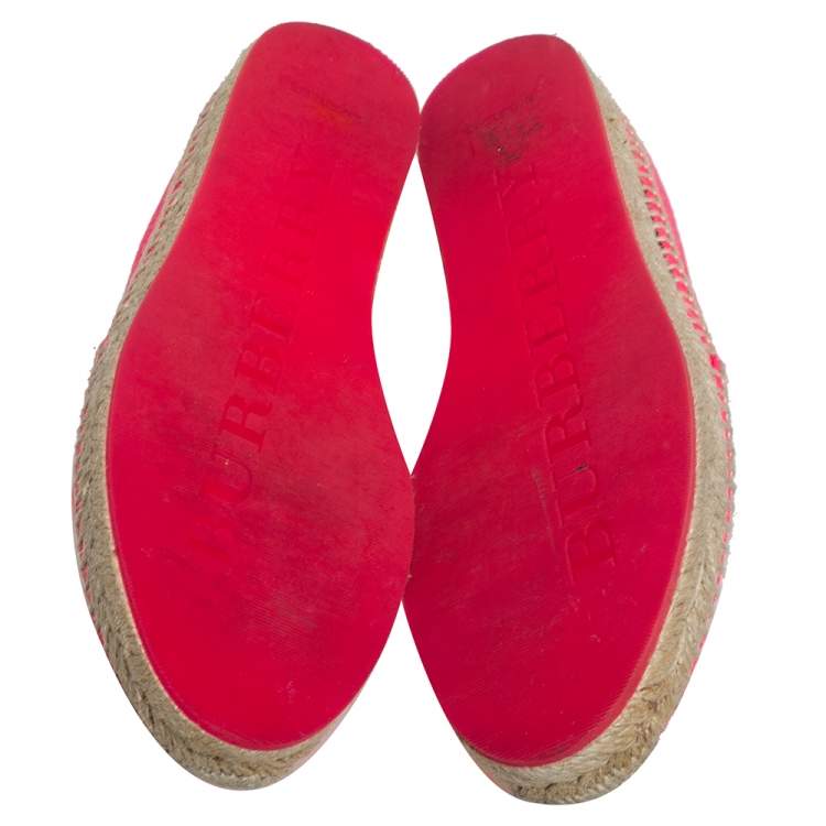 Pre Owned Burberry Pink Leather Espadrille Flats Size 38