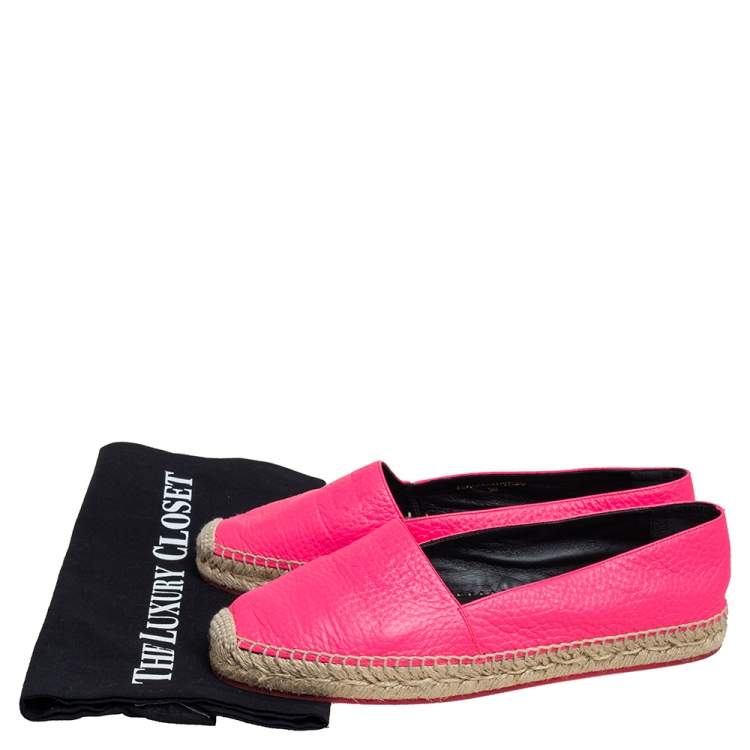 Pre Owned Burberry Pink Leather Espadrille Flats Size 38