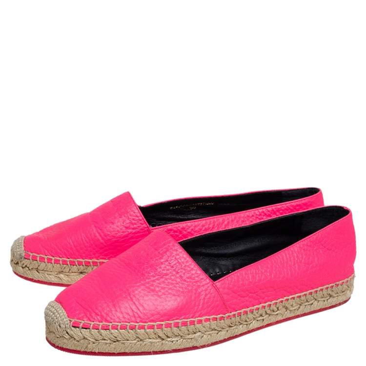 Pre Owned Burberry Pink Leather Espadrille Flats Size 38