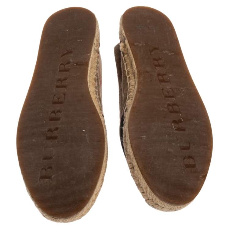 Pre Owned Burberry Beige Hodgeson Check Canvas Flat Espadrille Size 36