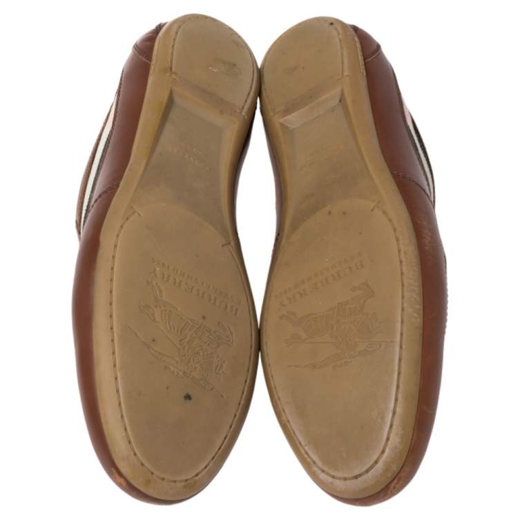 Pre Owned Burberry Beige/Brown Nova Check Canvas And Leather Low Top Sneakers Size 40