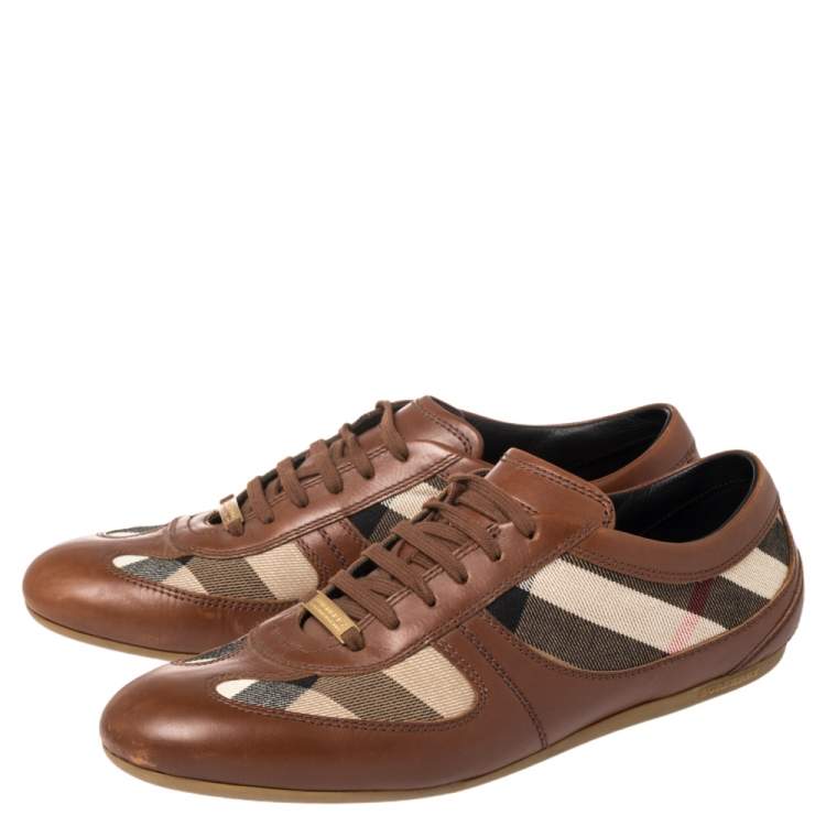 Pre Owned Burberry Beige/Brown Nova Check Canvas And Leather Low Top Sneakers Size 40