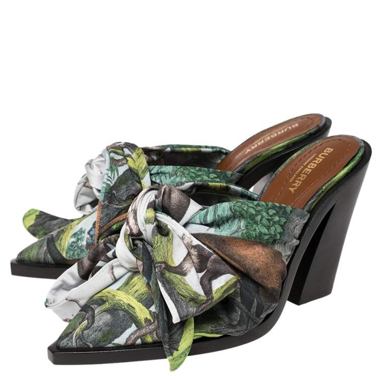 Pre Owned Burberry Multicolor Satin Tillington Mule Sandals Size 39