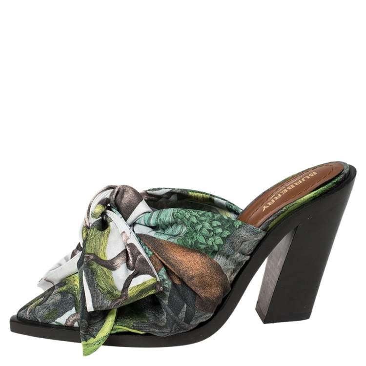 Pre Owned Burberry Multicolor Satin Tillington Mule Sandals Size 39