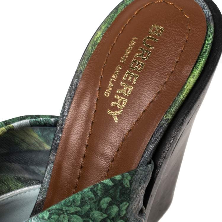 Pre Owned Burberry Multicolor Satin Tillington Mule Sandals Size 39