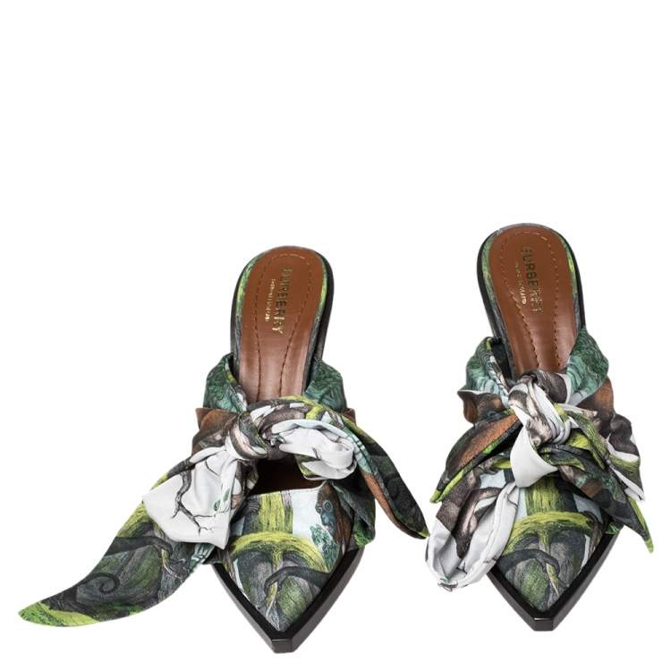 Pre Owned Burberry Multicolor Satin Tillington Mule Sandals Size 39