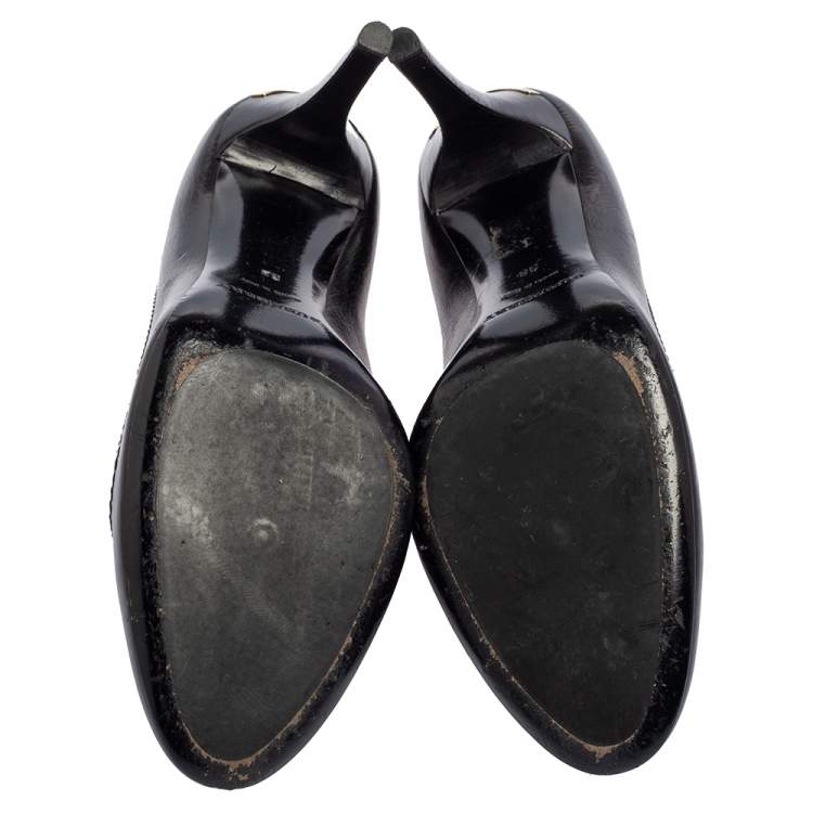 Pre Owned Burberry Black Leather Pumps Size 38