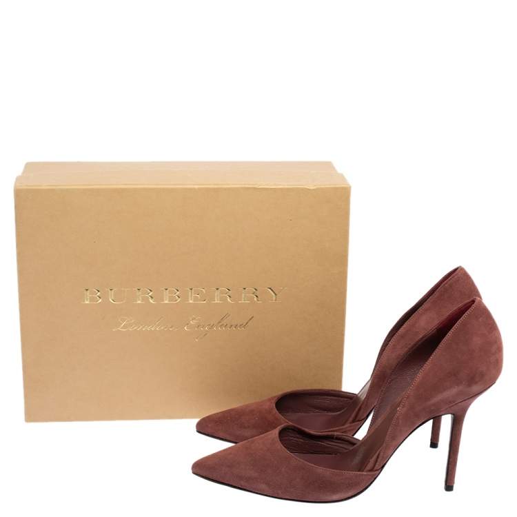 Pre Owned Burberry Brown Suede D'orsay Pointed Toe Pumps Size 41