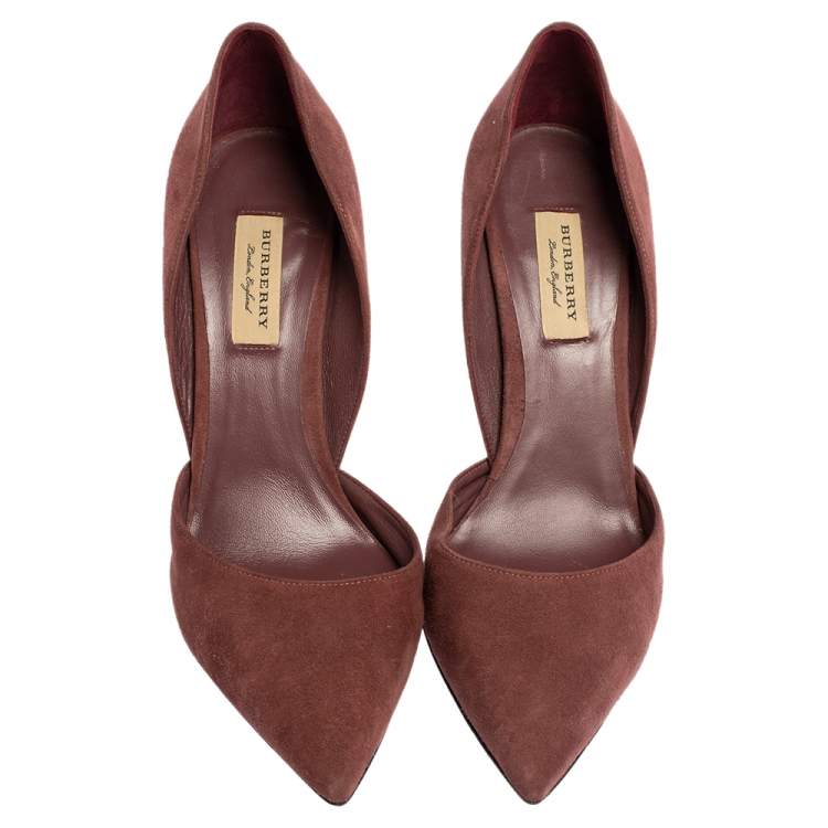 Pre Owned Burberry Brown Suede D'orsay Pointed Toe Pumps Size 41