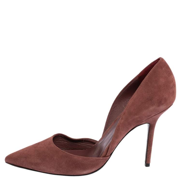 Pre Owned Burberry Brown Suede D'orsay Pointed Toe Pumps Size 41