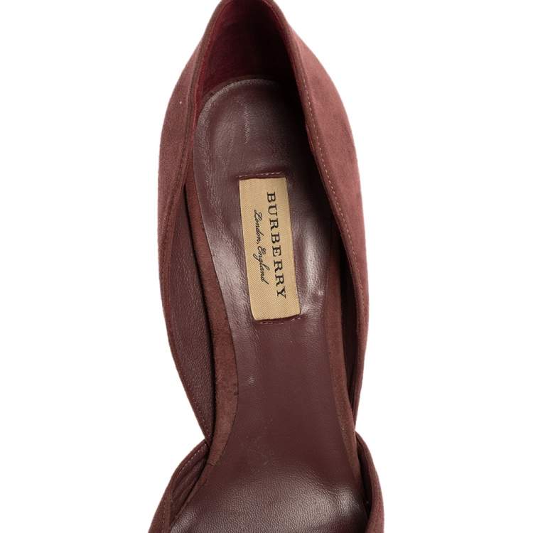 Pre Owned Burberry Brown Suede D'orsay Pointed Toe Pumps Size 41