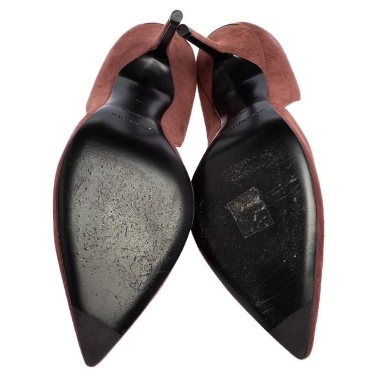 Pre Owned Burberry Brown Suede D'orsay Pointed Toe Pumps Size 41