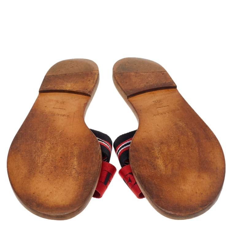 Pre Owned Burberry Red /Black Canvas Foley Slide Sandals Size 39.5