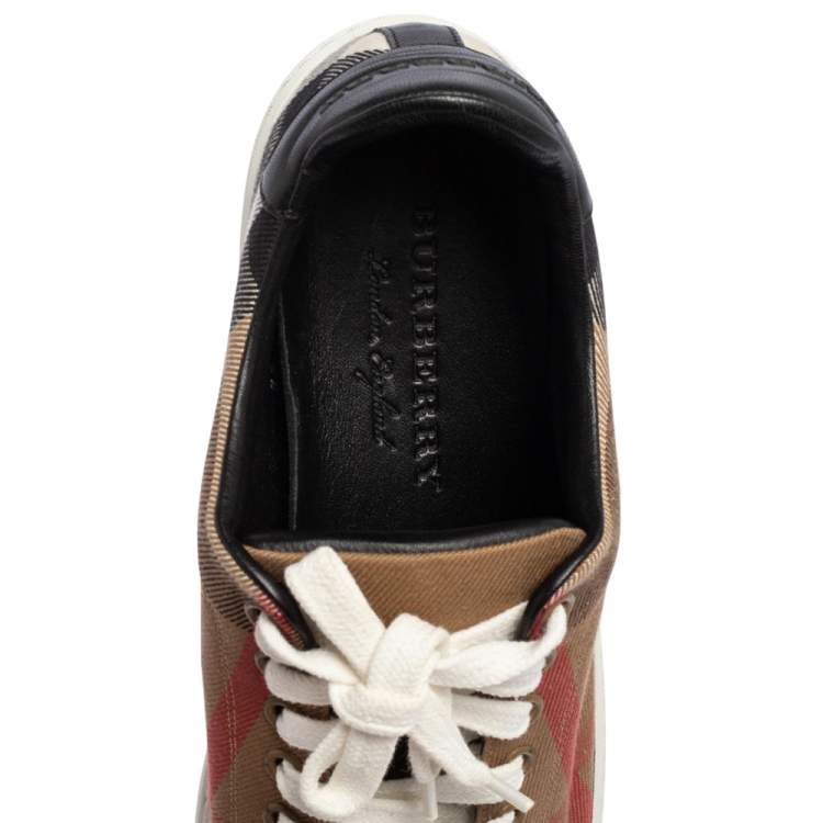 Pre Owned Burberry Beige Nova Canvas And Leather Low Top Sneakers Size 40.5