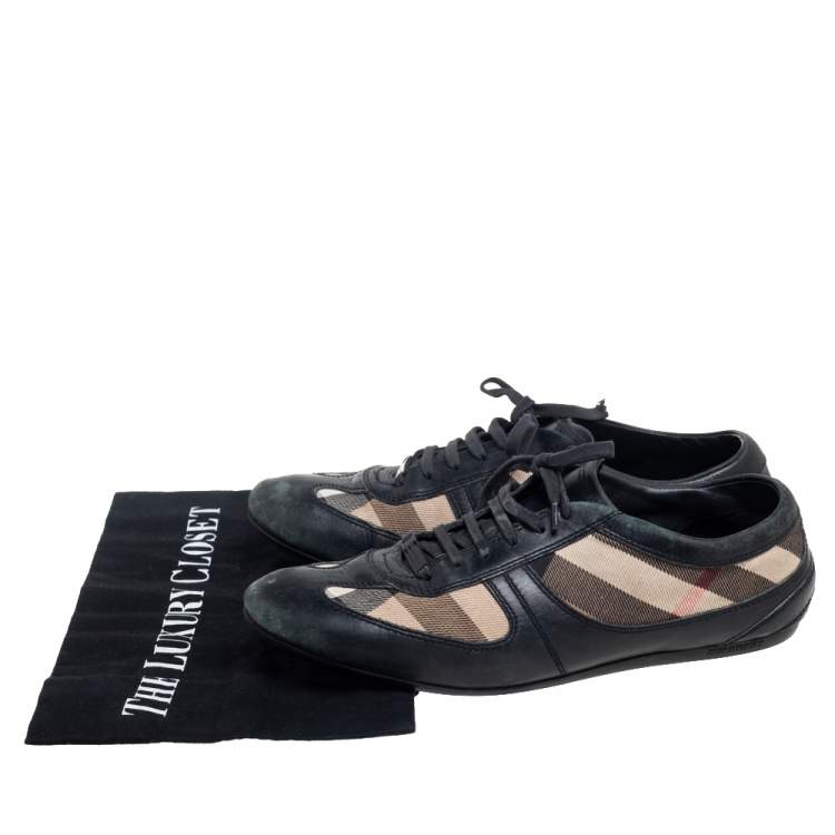 Pre Owned Burberry Beige/Black Nova Check Canvas And Leather Cap Toe Low Top Sneakers Size 39