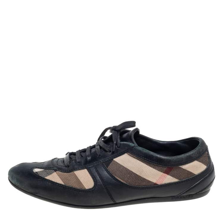 Pre Owned Burberry Beige/Black Nova Check Canvas And Leather Cap Toe Low Top Sneakers Size 39