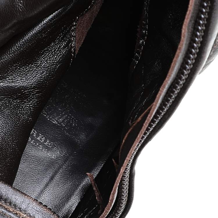 Pre Owned Burberry Brown Quilted Leather Mid Calf Boots Size 38