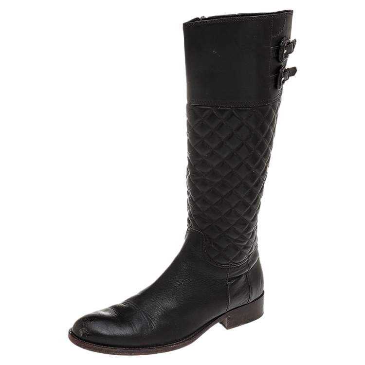 Burberry Brown Quilted Leather Mid Calf Boots Size 38 Burberry | The ...