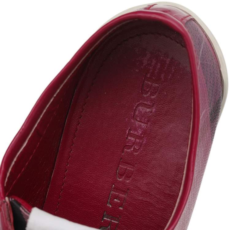 Pre Owned Burberry Pink Nova Check PVC And Patent Leather Low Top Sneakers Size 37