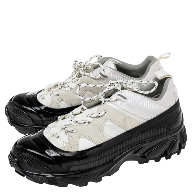 Pre Owned Burberry Black/White Nylon and Suede Arthur Sneakers Size 39