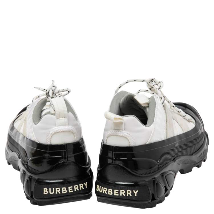 Pre Owned Burberry Black/White Nylon and Suede Arthur Sneakers Size 39