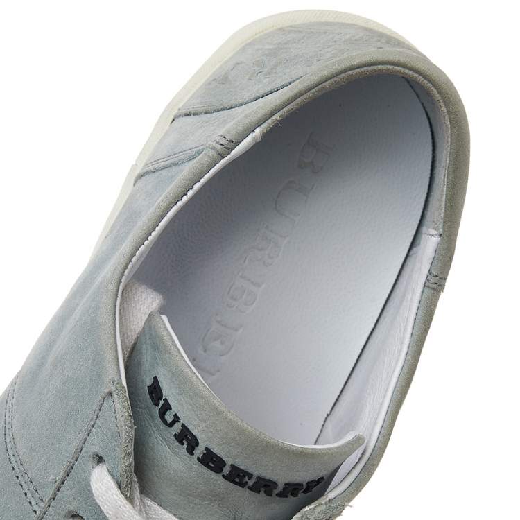 Pre Owned Burberry Teal Green/Grey Suede and Leather Low-Top Sneakers Size 39