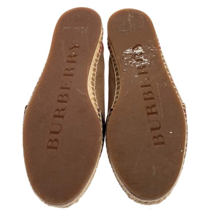 Pre Owned Burberry Beige Canvas House Check Espadrilles Flats Size 40