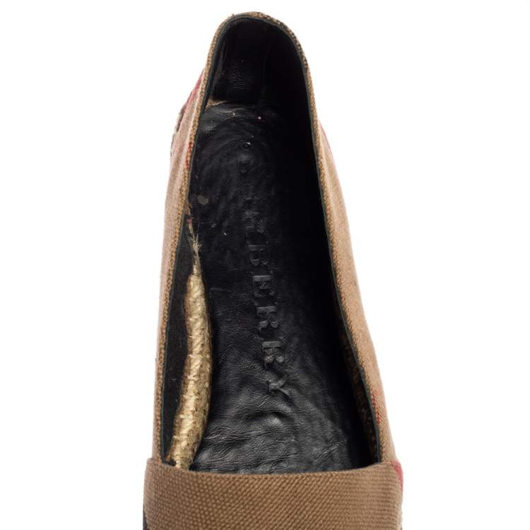 Pre Owned Burberry Beige Canvas House Check Espadrilles Flats Size 40