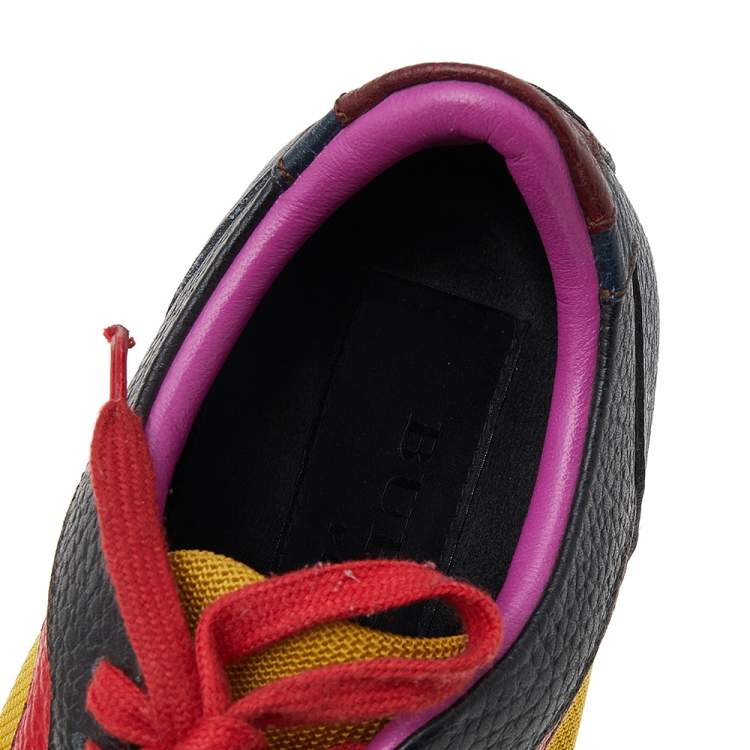 Pre Owned Burberry Prorsum Multi Colorblock Leather And Mesh The Field Lace Up Sneakers Size 38