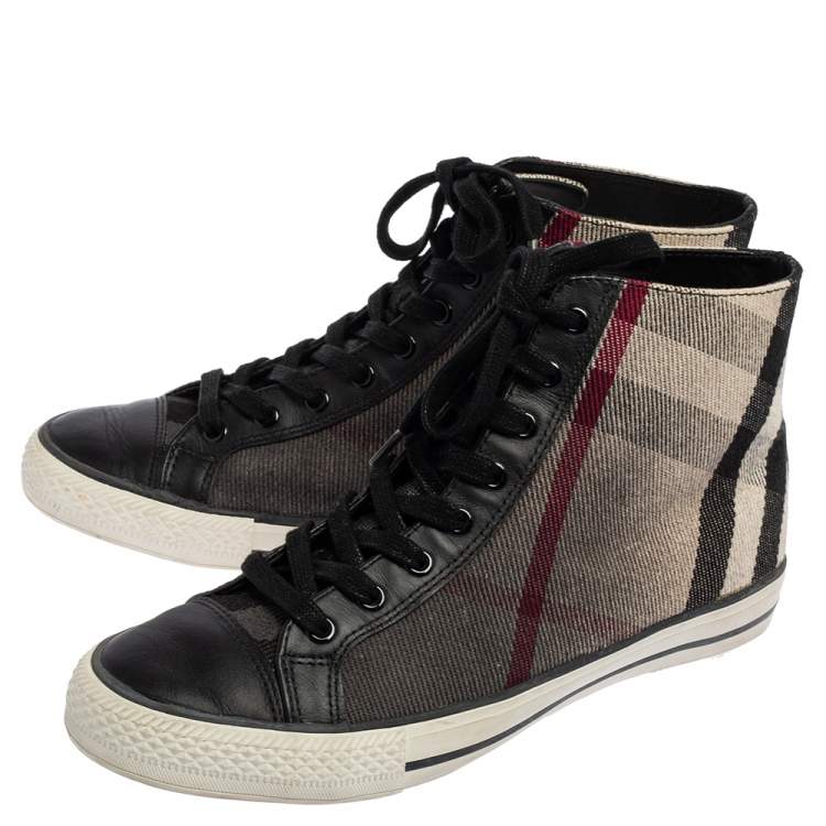 Pre Owned Burberry Ombre Black Check Canvas High Top Sneakers Size 41