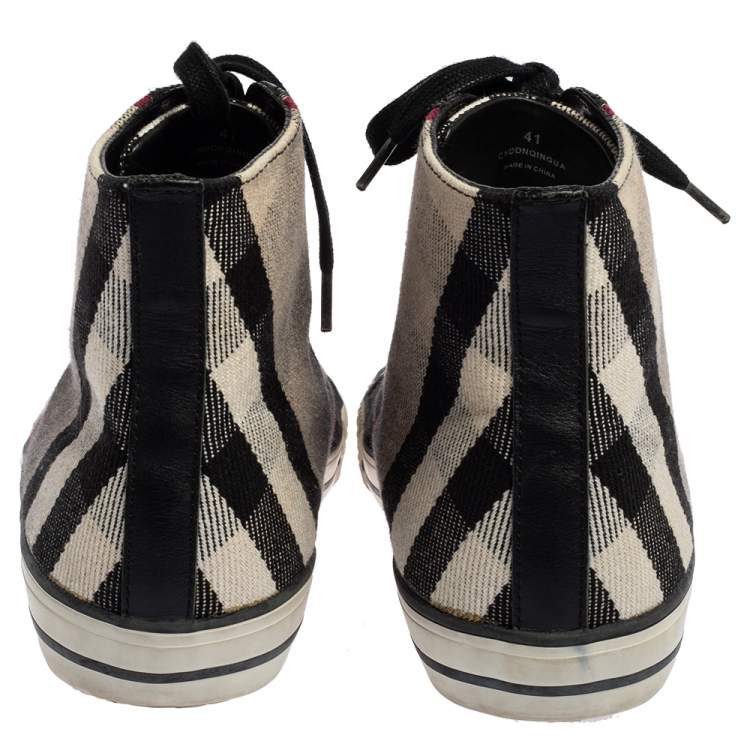 Pre Owned Burberry Ombre Black Check Canvas High Top Sneakers Size 41