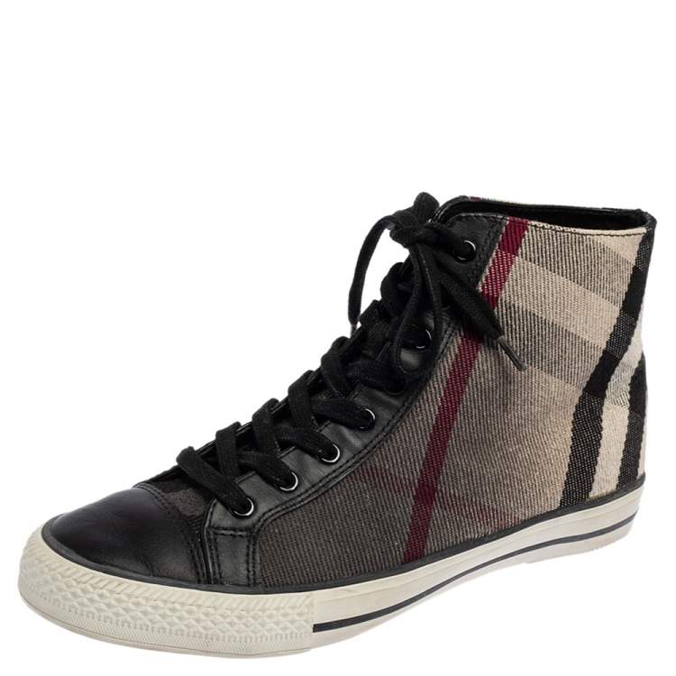 Pre Owned Burberry Ombre Black Check Canvas High Top Sneakers Size 41