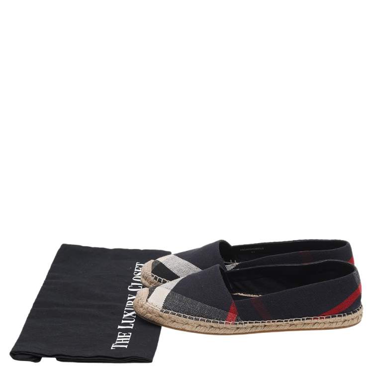 Pre Owned Burberry Black Nova Check Canvas Espadrilles Flats Size 41