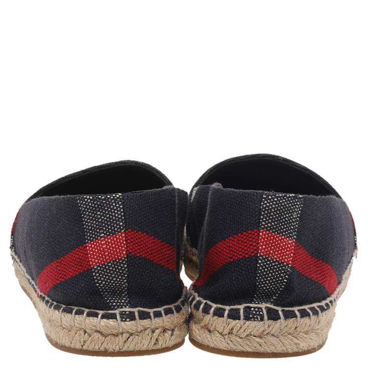 Pre Owned Burberry Black Nova Check Canvas Espadrilles Flats Size 41