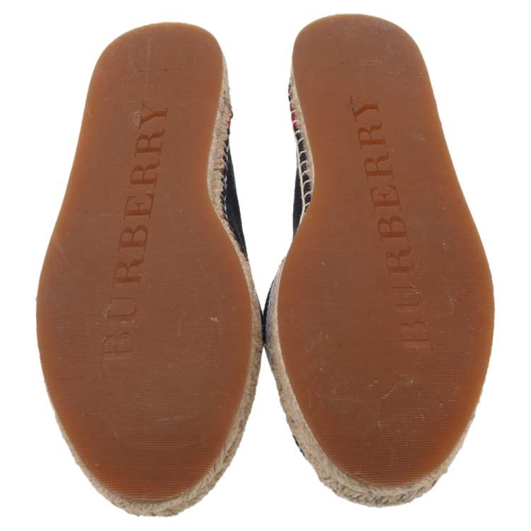 Pre Owned Burberry Black Nova Check Canvas Espadrilles Flats Size 41