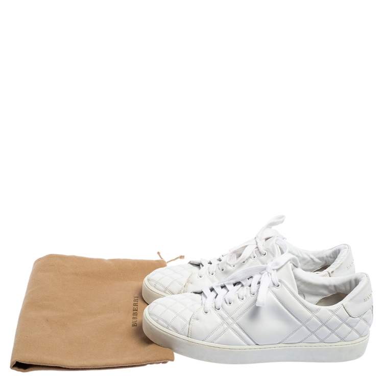 Pre Owned Burberry White Quilted Leather Westford Low Top Sneakers Size 39.5