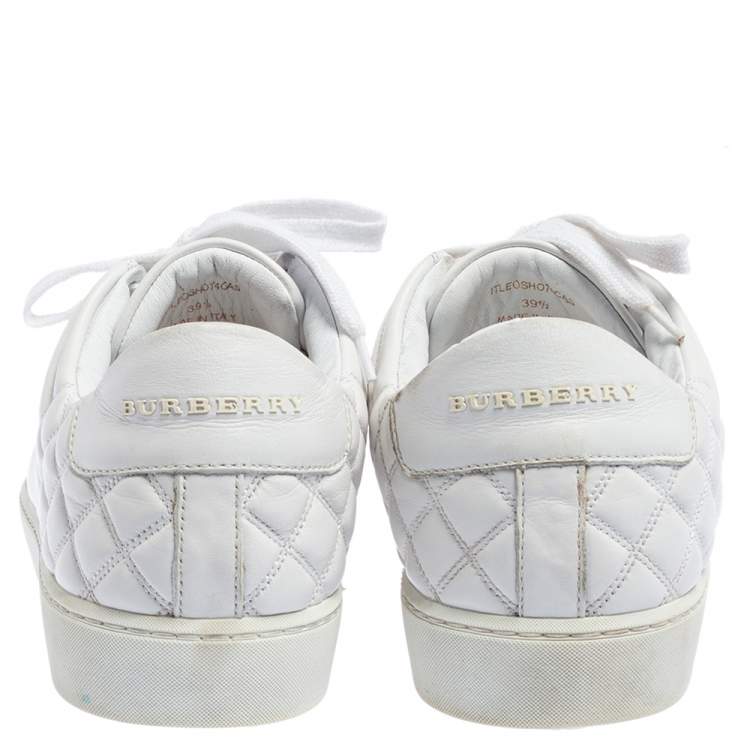 Pre Owned Burberry White Quilted Leather Westford Low Top Sneakers Size 39.5